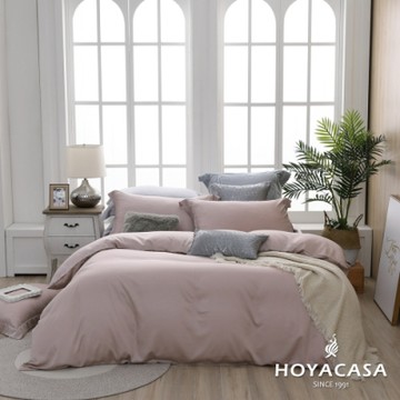 【HOYACASA 】加大60支天絲被套床包四件組-英式粉