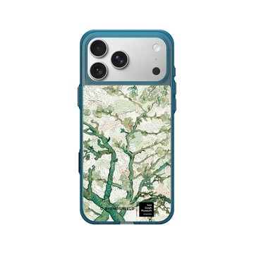 iPhone 17 Pro Max Clear (相機按鈕) 夜幕藍 - Van Gogh Museum - 盛開的杏花與粉彩背景