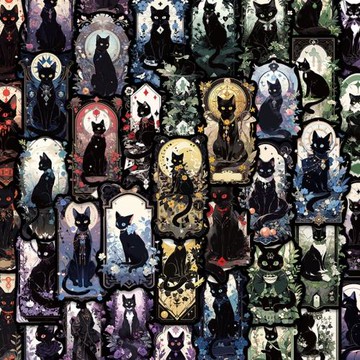 50張喵之秘境貼紙哥特貓咪ins風創意筆記本電腦裝飾ipad貼畫行李箱手機殼手賬素材