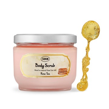 SABON 身體磨砂膏600g(附金湯匙)-玫瑰茶語
