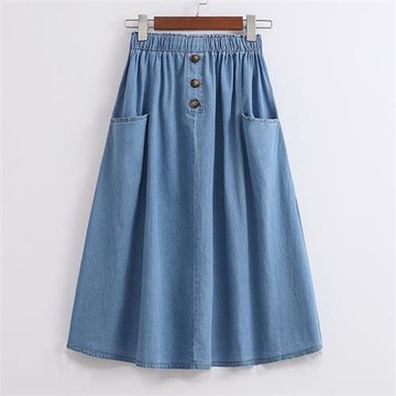 【巴黎精品】牛仔裙半身長裙-高腰排扣素面A字女裙子a1jc72