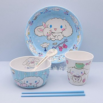 【臺灣-出貨】大耳狗兒童碗三麗鷗餐具三件套玉桂狗防摔防燙碗寶寶家用學生餐具WFF1