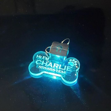 【兔子】牌定製亞克力防走失狗牌牌個性化掛牌夜光led遛狗項圈刻字免運