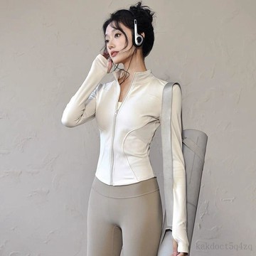 隔曰到貨 V領運動服健身外套女 舞衣 緊身衣 瑜珈服 立領瑜伽服上衣 健身衣 薄長袖長袖運動服