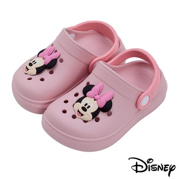 【迪士尼童鞋】立體大臉造型飾釦防水洞洞鞋-粉(米妮)