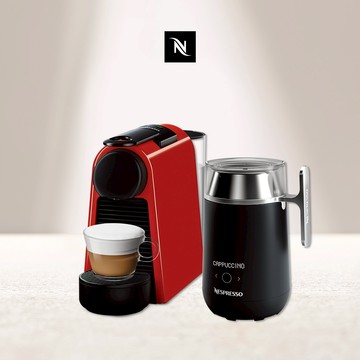 【Nespresso】膠囊咖啡機 Essenza Mini 寶石紅 Barista 咖啡大師調理機組合 (贈咖啡組+膠囊折扣金)