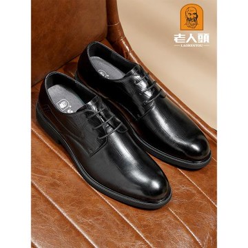 老人頭男鞋2025秋季新款男士真皮商務正裝皮鞋英倫系帶復古婚鞋子