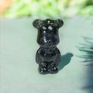 【熊熊玉見你】烏雞飄花翡翠小熊吊飾 | 天然緬甸翡翠A貨 | 送禮
