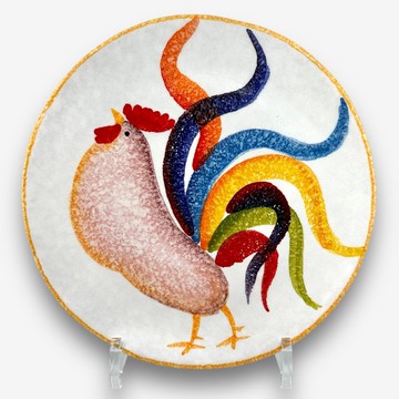 義大利手工陶-BNG幸運公雞 淺圓盤22cm