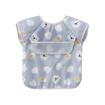 JoyNa - 3件入-無袖防水圍兜兜 反穿衣-灰色小熊+隨機2入