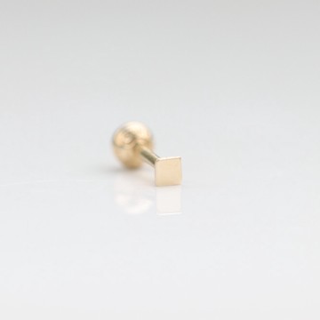 14K Gold Square Piercing 金方形鎖珠耳環 (單個)