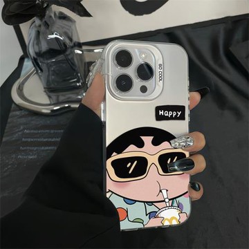 度假蠟筆小新iphone16promax手機殼新款15酷帥17air高級感13全包12防摔11適用蘋果17promax創意卡通14plus女