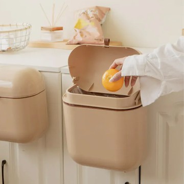 UFOR 廚房壁掛式塑膠廚餘垃圾桶  奶油棕  9L(26 × 25.5cm)