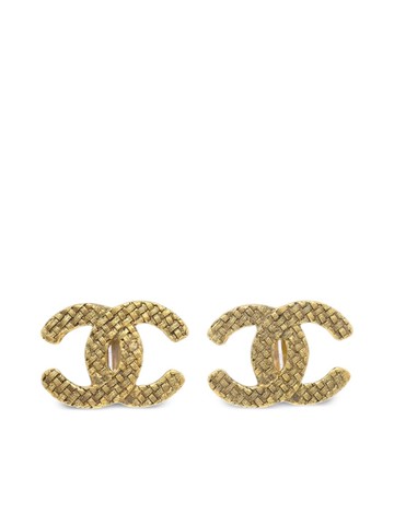 CHANEL Pre-Owned - 1980-1990s CC diamond-quilted clip-on earrings - women - Gold Plated - One Size