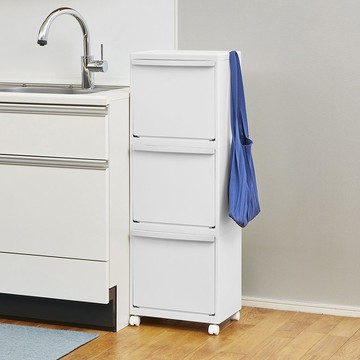 日本天馬 日本製 WHItRash 三層抽屜式分類垃圾桶(附輪)-45L