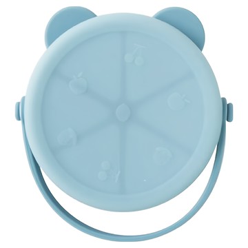 Sweet Lil' Monster 怪獸寶貝 好自信 熊熊矽膠點心碗 可拆式把手 矽膠防髒蓋  霧面藍  1個