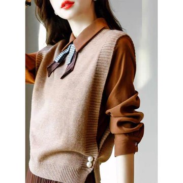 2025年高檔女裝時尚新款冬季高級感設計小眾休閑寬松針織馬甲背心