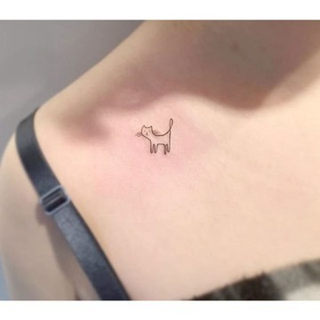 「線條貓咪」  紋身貼紙 微刺青 輕紋身  可愛 貓咪 寵物 貓 紋身貼 小心機 小紅書同款 超美 性感 文字 草寫