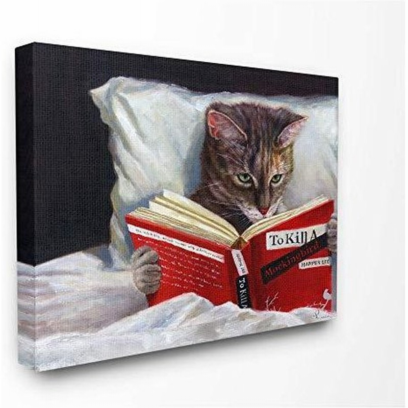 現金特価 Stupell Industries 猫 読書をベッドで読む 面白い絵画 キャンバス壁アート 16 X インチ アーティストlucia Heffe 返品送料無料 Www Endocenter Com Ua