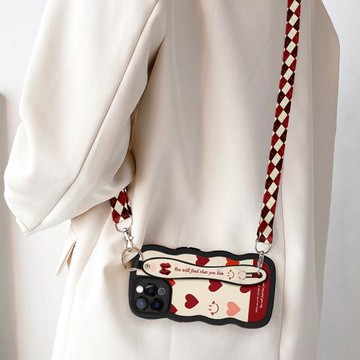 適用蘋果14腕帶支架手機殼女款iPhone13防摔保護套11簡約新款xs掛繩斜跨pro背帶xs高級感12promax時尚十三四X