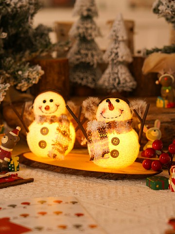 聖誕節裝飾品發光小雪人圍巾玩偶擺件氛圍布置兒童聖誕小禮品禮物【淘夢屋】