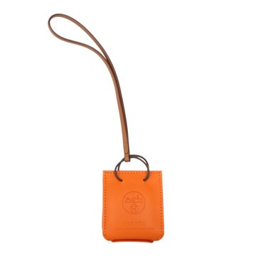 HERMES 愛馬仕 橘色 Agneau Milo羊皮 Sac Orange Bag Charm 掛飾 Y刻 【二手名牌BRAND OFF】