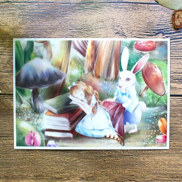 Alice Hobbey 愛麗絲夢遊仙境 雙面插畫明信片 Postcard