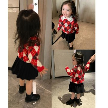 紅色親子裝秋冬2025新款一家三口四口毛衣母女裝套頭衫洋氣新年裝