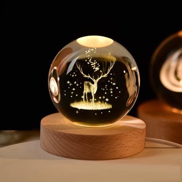 【All Splendid】麋鹿 魔幻水晶球小夜燈 水晶球夜燈  床頭燈 水晶球 LED 單色 暖光