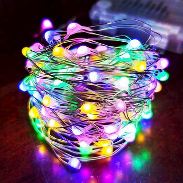 摩達客 100燈LED大頭銅線燈串 USB電池兩用充電  多色  1組