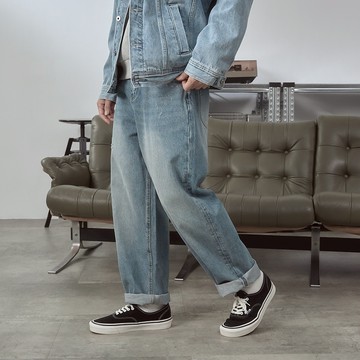 JERSCY [微破刷色中直筒牛仔褲] 牛仔褲 牛仔長褲 男長褲 男生長褲 長褲 [2420004] 零碼回饋