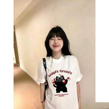 【台灣出貨】復古印花純棉短袖T 夏季寬鬆正肩圓領上衣 休閒百搭顯瘦熱銷 大尺碼女裝 透氣涼感舒適