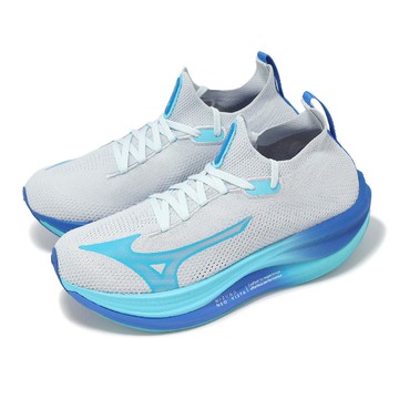 慢跑鞋 Neo Vista 女鞋 白 藍 針織 襪套 厚底 回彈 波浪片 運動鞋 J1GD2434-21