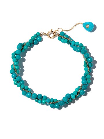 Yvonne Léon - 9kt yellow gold beaded bracelet - women - Turquoise/9kt Yellow Gold - One Size