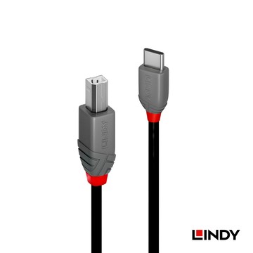 LINDY ANTHRA USB2.0 Type-C/公 to Type-B/公 傳輸線 2m (36942)
