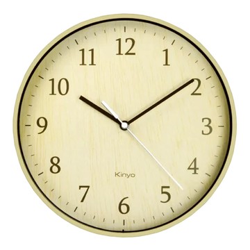 Kinyo 9吋自然風木紋掛鐘 CL-155  水洗 淺黃色