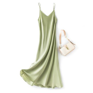 新款斜裁真絲吊帶連衣裙女修身百搭內襯中長裙桑蠶絲緞面打底裙夏