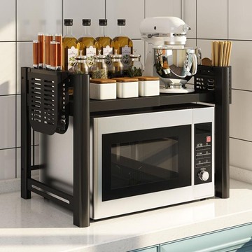 微波爐置物架 微波爐架子置物架烤箱家用桌面廚房台面用品大全可伸縮多功能收納 免運 開發票