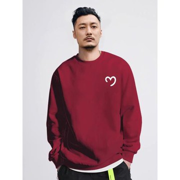 秋冬款衛衣男士上衣潮牌寬松情侶裝國潮酒紅色本命年男裝無帽外套