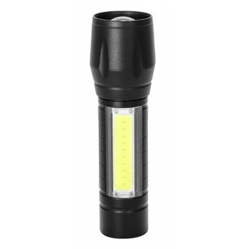 KINYO USB充電式鋁合金變焦LED迷你手電筒,主燈+側燈雙光源設計