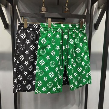 歐洲站夏季綠色潮褲字母印花短褲男潮流休閑五分褲速干沙灘褲外穿