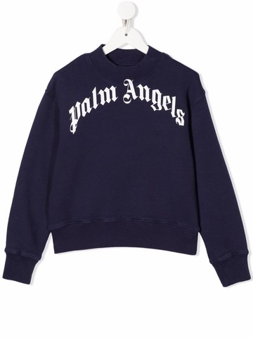 Palm Angels Kids - logo-print cotton sweatshirt - kids - Cotton - 10 - Blue