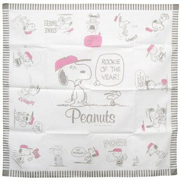 【震撼精品百貨】史奴比Peanuts Snoopy  SNOOPY日本製純棉大方巾/手帕/餐巾(棒球好朋友白)#93240 震撼日式精品百貨