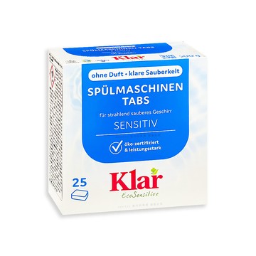 Klar 德國洗碗機專用酵素檸檬酸環保洗碗錠25錠/盒(獨立包裝,無磷植萃食器碗盤高效去漬洗劑)