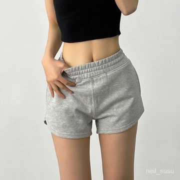 P3-【限時特賣】短褲女 高腰短褲 顯瘦短褲 休閒居傢短褲 運動辣妹夏季新款鬆緊中腰運動短褲闊腿遮肉顯瘦休閒褲熱褲女潮