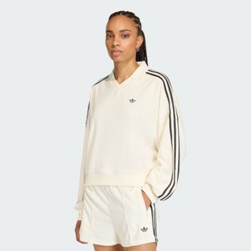 Adidas 愛迪達 Tt V Neck KD1401 女 Polo衫 運動上衣 長袖 米 黑 亞版
