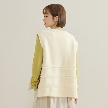 a la sha 條紋剪花造型針織背心