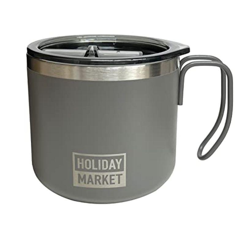 HOLIDAY MARKET ステンレス マグカップ 蓋付き コップ 保温 保冷 350ml アウトドア キャンプ