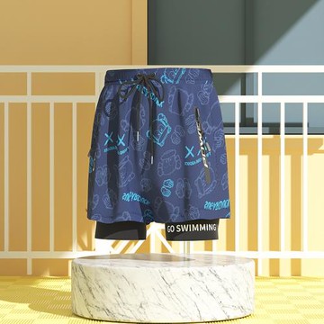 2024新款泳褲男泳帽泳鏡三件套溫泉防尷尬速干沙灘褲男士泳衣裝備