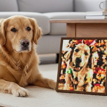 【客製】標準尺寸像素風格積木畫 毛小孩 生日/紀念/彩虹橋